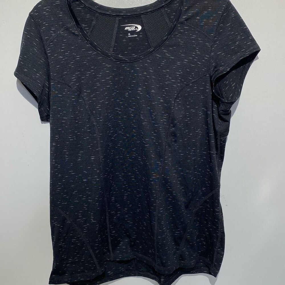 MTA‎ Sport Women's Black White Mesh Round Neck Short Sleeve Athletic T-Shirt XL